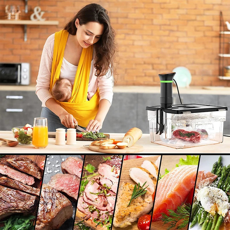1800W Vacuum Sous Vide Cooker LCD Touch Immersion Circulator Accurate Cooking  IPX7 Waterproof Slow Cooker with Digital Display