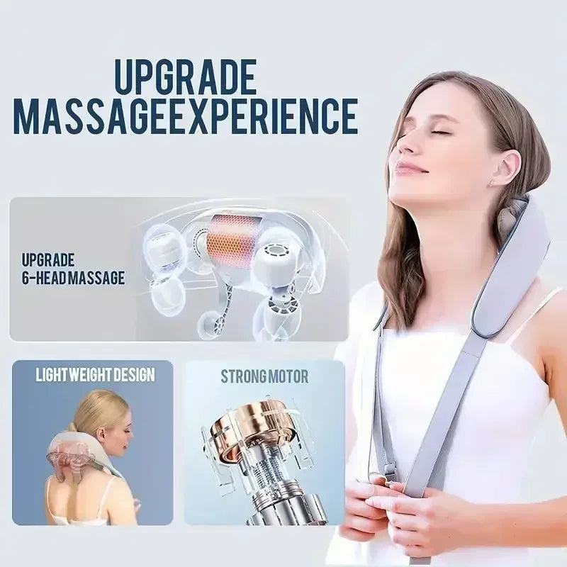 3D Kneading Neck Massager with Heat - Multi-Function Therapy for Shoulder, Back & Cervical Muscle Relaxation
