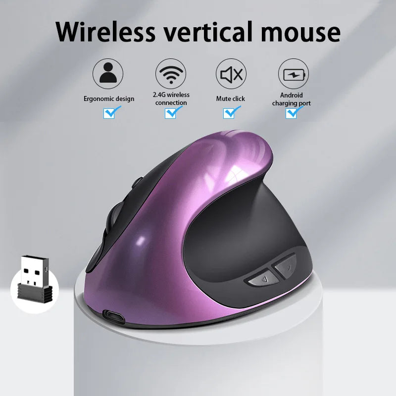 Xiaomi Hot Selling Rechargeable Vertical Mice Ergonomic Wireless Mouse 2.4G USB Receiver 1600 Adjustable DPI 6 Buttons Mouse New