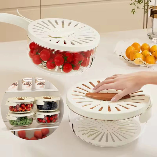 Kitchen Colander Storage Basket Multifunctional Fruit Vegetable Washing Bowl with Strainer Lid And Handle Fruit Storage Containe