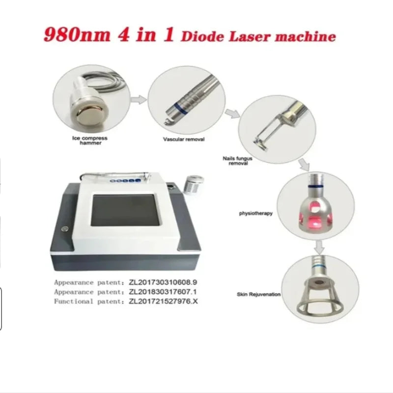 BEST 5 in 1 980nm Diode Laser Vascular Removal Machine Remove Spider Veins 980 Diode Laser Blood Vessels Removal Nail Fungus