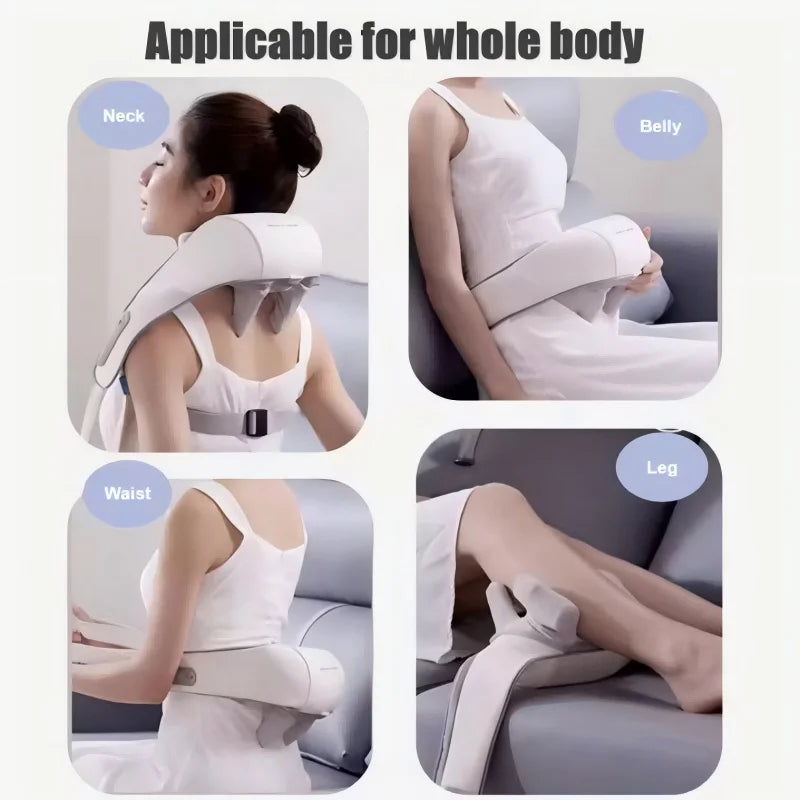 Shiatsu Back Shoulder and Neck Massager with Heat Cordless Deep Tissue 6D Kneading Massage Pillow Massage Shawl for Muscle Relax