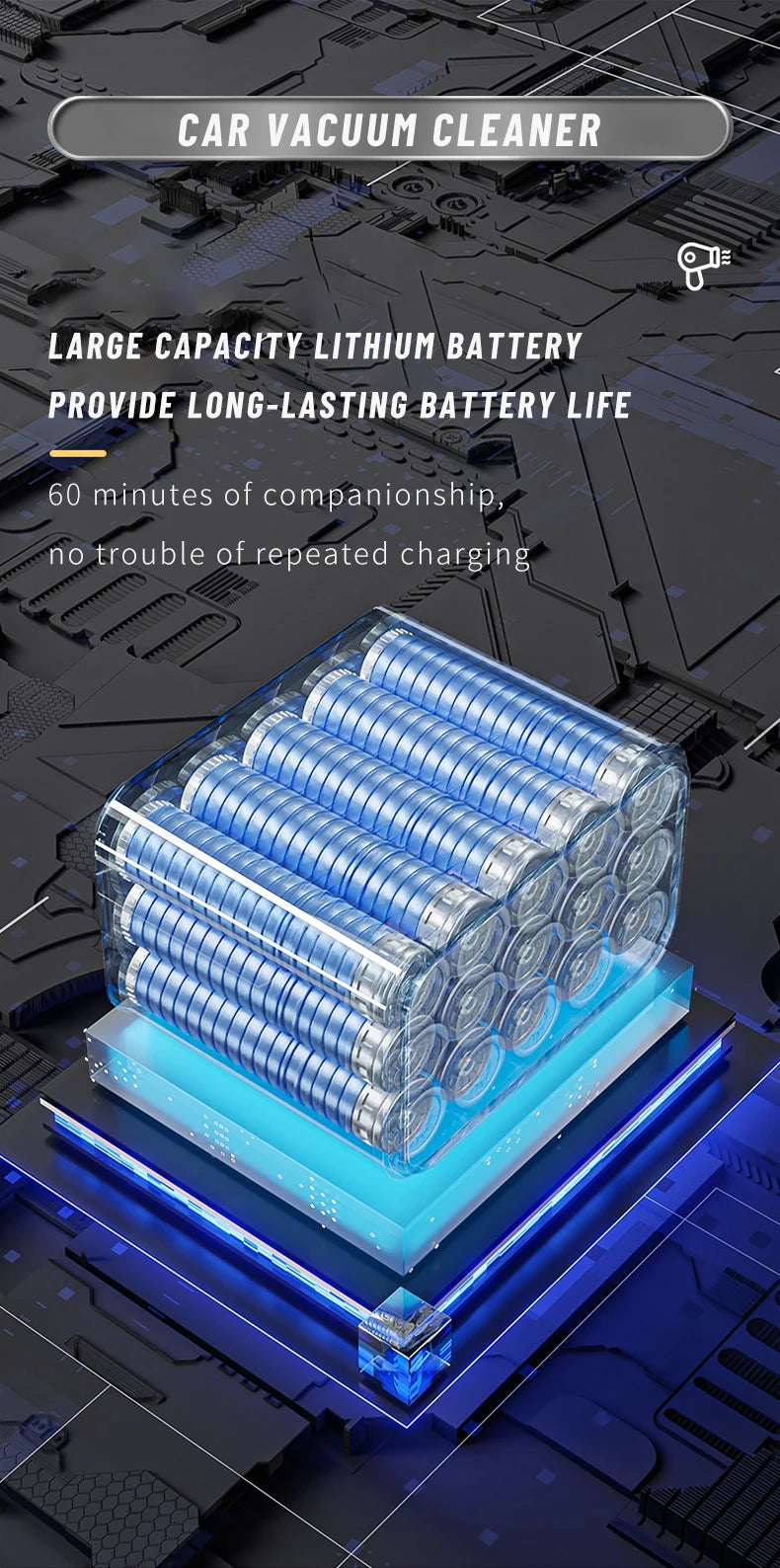 Car Vacuum Cleaner 95000PA High Power 3in1 Handheld Vacuum Cleaner Portable Cordless Vacuum Cleaner for Car Office Home Cleaning