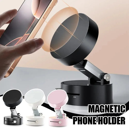 Vacuum Adsorption Magnetic Suction Cup Phone Mount Double Sided Hands-Free Magnetic Cell Phone Holder For Car/Gym/Mirror/Smoot