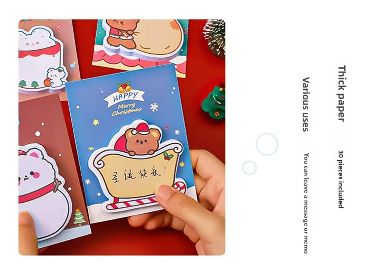 4Pcs/Lot Cute Christmas Sticky Notes Christmas Snowmen Bear Gifts Message Notes Decorations Stickers Kids School Office Supplies