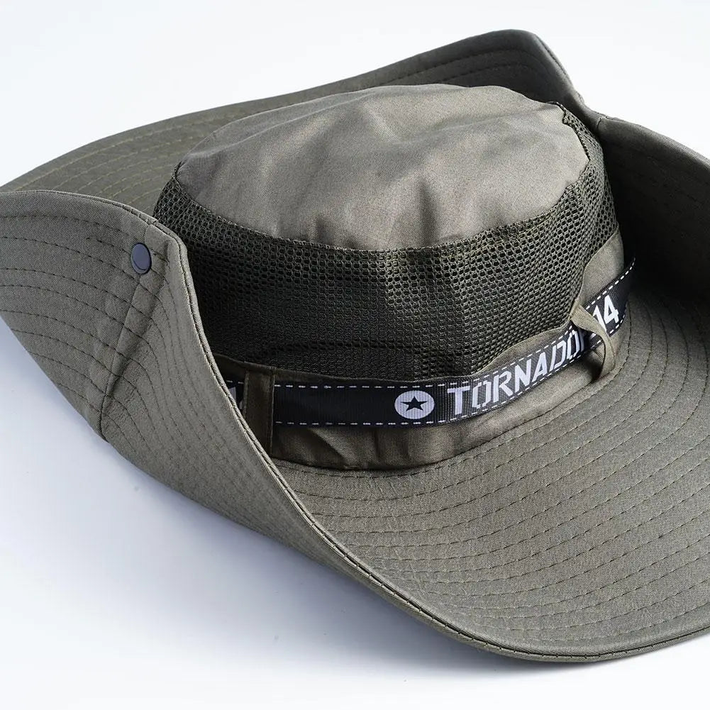 New Summer 15CM Large Brim Sun Hat Men Breathable Fishing Caps Sun UV Protection Mesh Fisherman Hat Hiking Outdoor Beach Cap