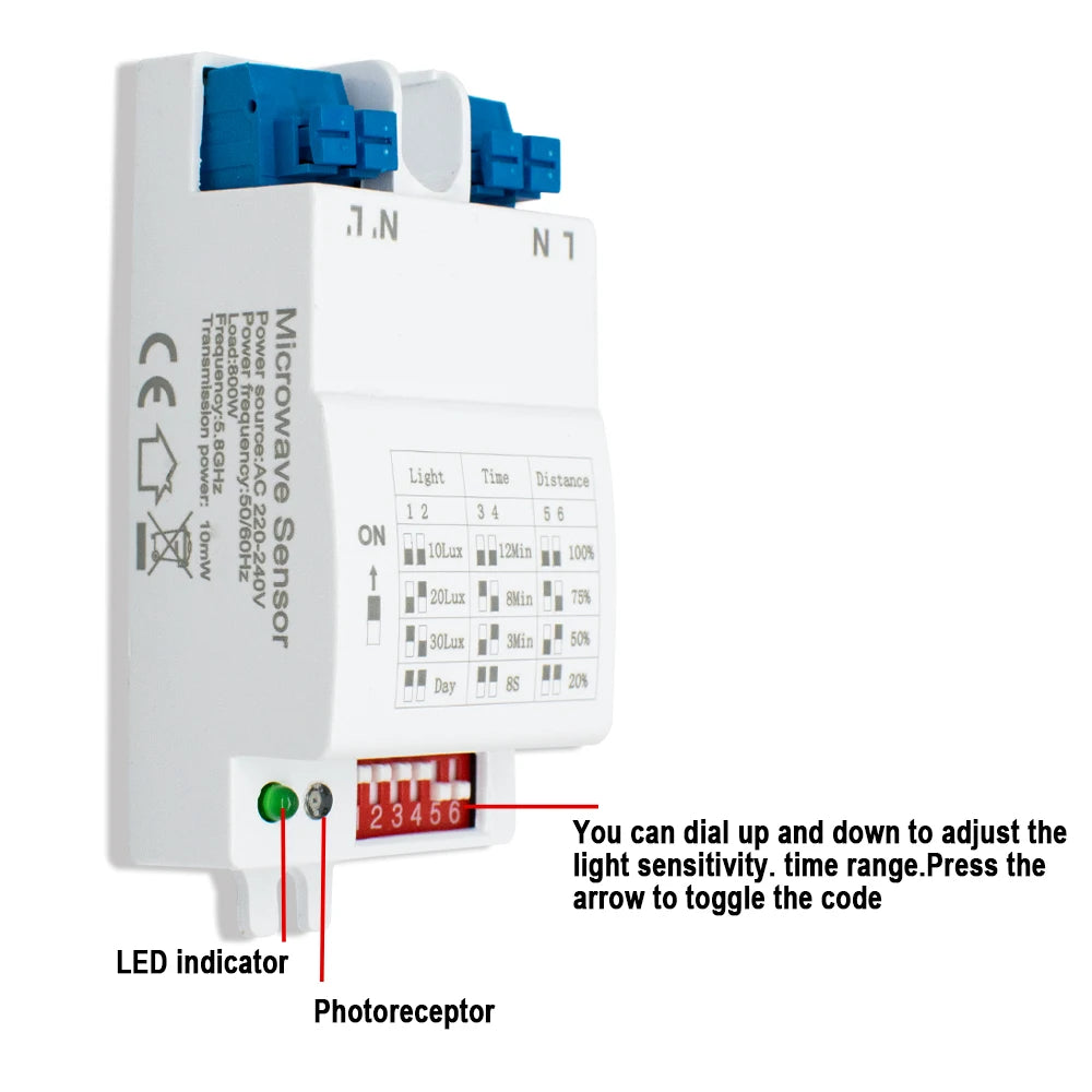 5.8GHz Microwave Doppler Radar Sensor Switch AC 220V-240V Motion Sensor Module High Sensitivity Body Induction Detector Sensor