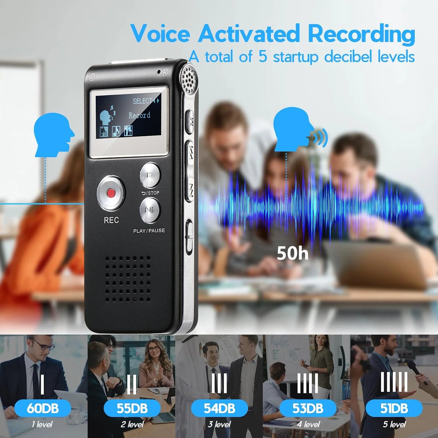 Digital Voice Recorder Voice Activated Recorder Mini Voice Recorder Upgraded Small Audio Recorder with MP3&USB for Lectures