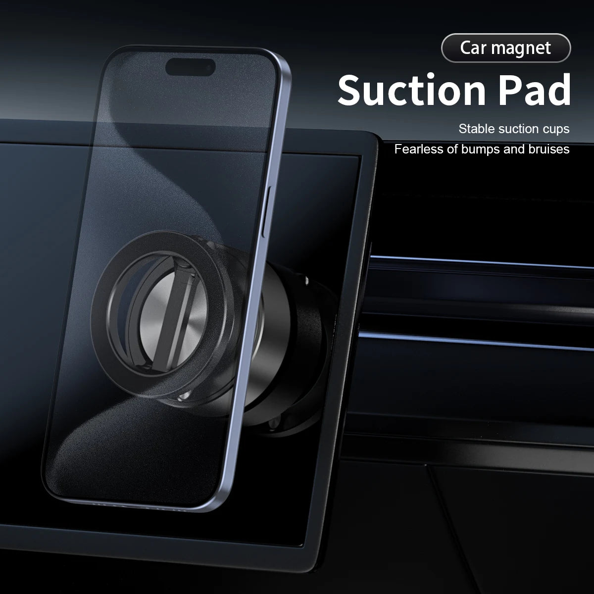 Double Sides Car Phone Holder Magnetic Vacuum Adsorption Bracket with Wireless Charger 360 degree Rotating Car Phone Stand