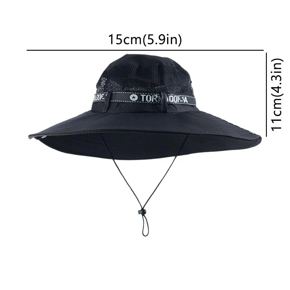 New Summer 15CM Large Brim Sun Hat Men Breathable Fishing Caps Sun UV Protection Mesh Fisherman Hat Hiking Outdoor Beach Cap