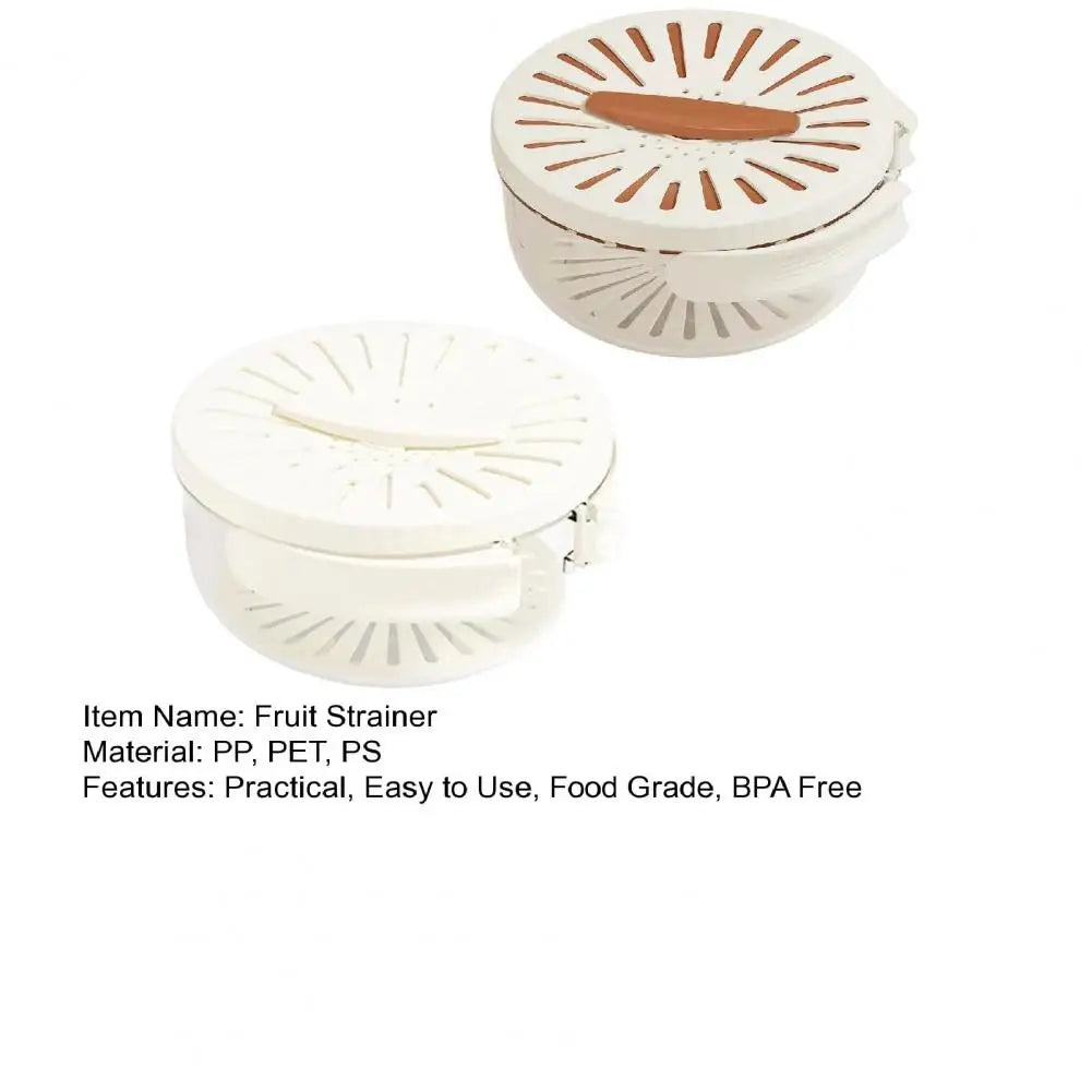 Food Grade Double-Layer Draining Bowl, Fruit Strainer, Colander Bowl with Lid Handle, Bpa Free for Efficient