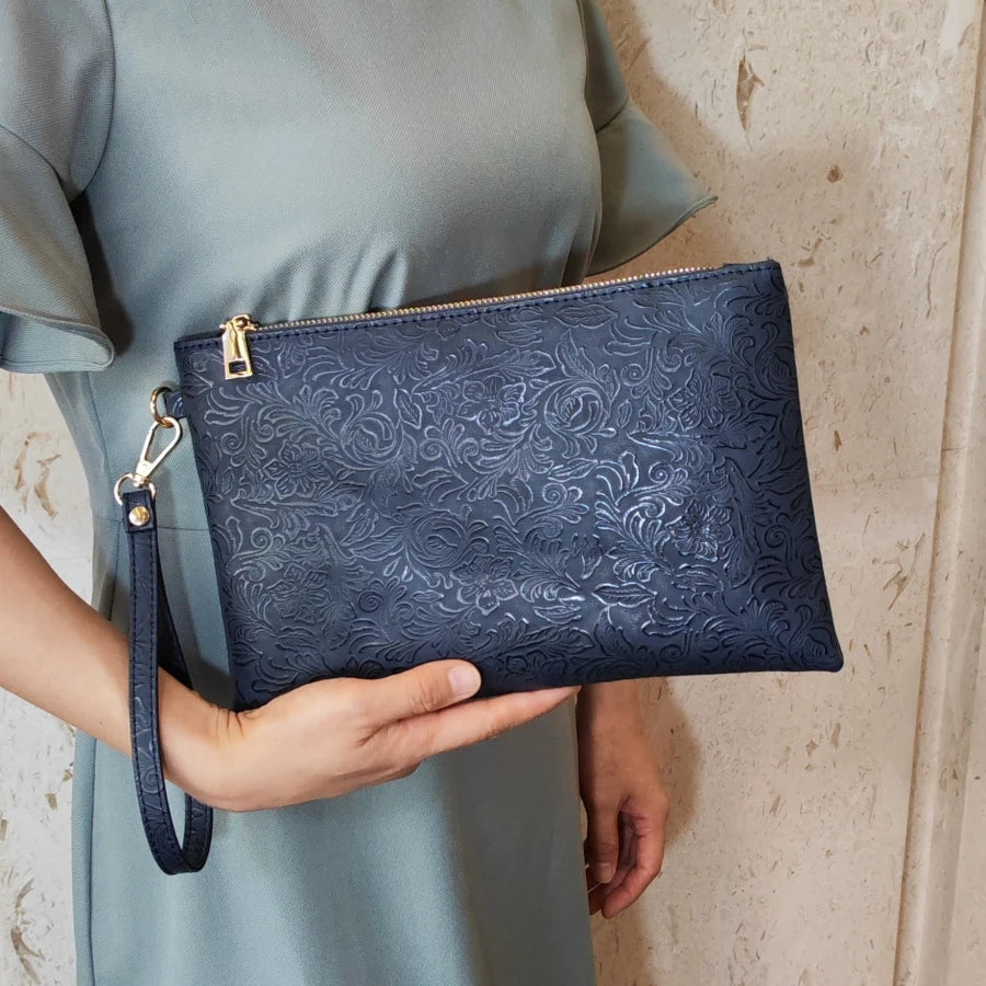 Vintage Relief patterned women Clutches phone envelope clutch purse PU leather Lady Handbag wallet bolsa feminina