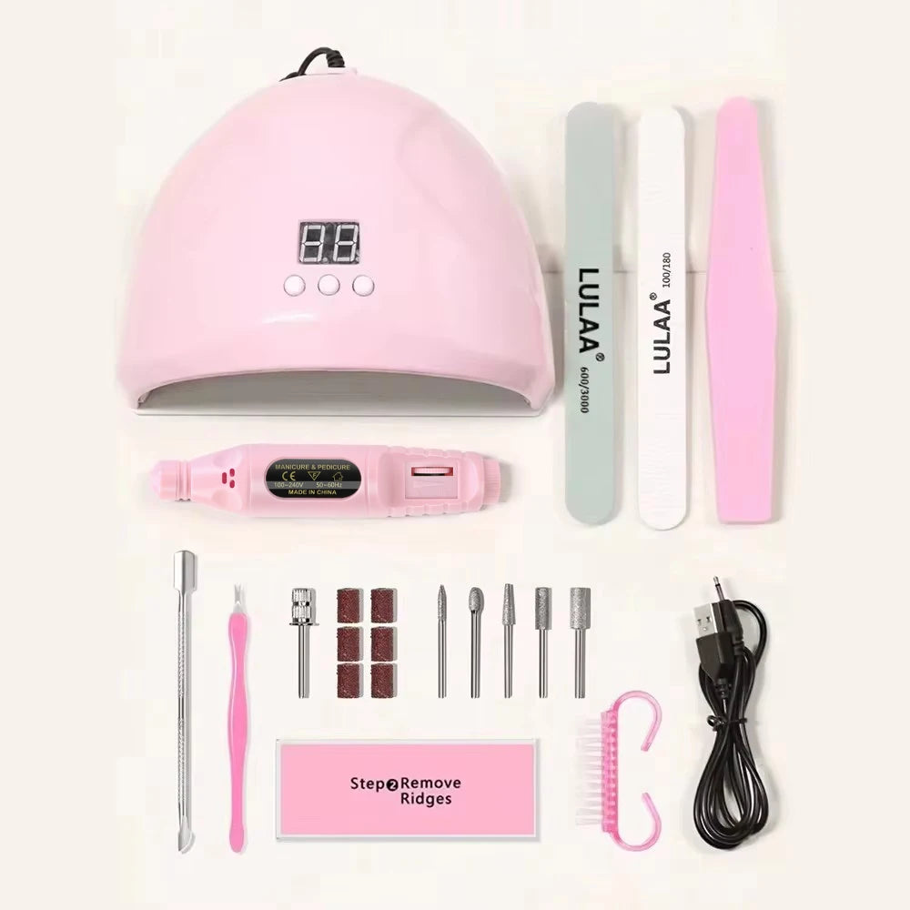 LINMANDA Manicure UV LED Lamp Kit Set with UV Lamp and 20000RPM  Nail Drill Machine for Remove Dead Skin Manicure Tools Set