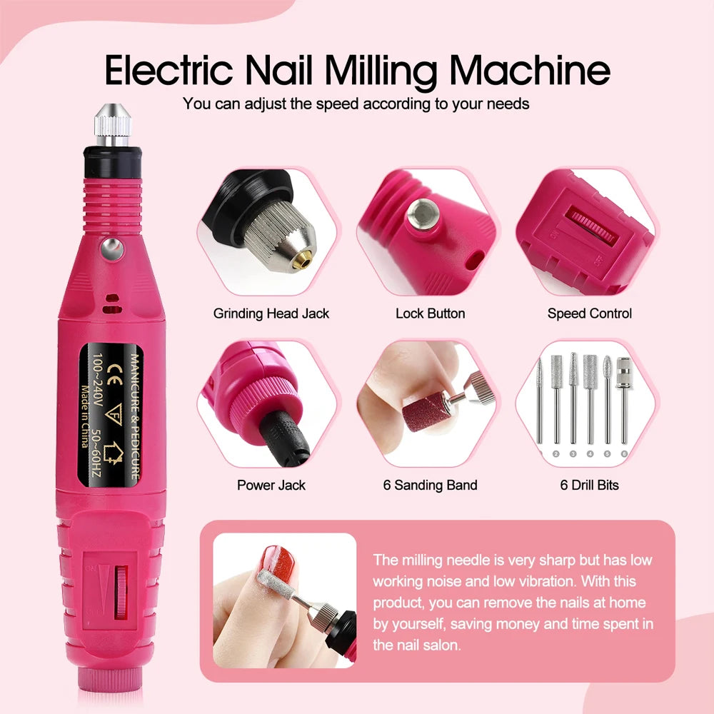 Nail Sander Set Electric Nail Drill Machine Grinding Equipment Milling Cutter For Manicure Pedicure Strong Polishing Tools