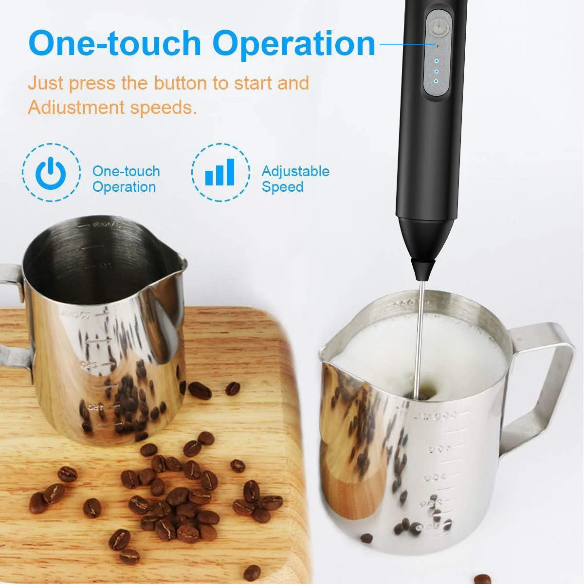 Wireless Milk Frother Electric Type-C Handheld Blender Stainless Steel Mini Coffee Maker Whisk Mixer For Coffee Cappuccino Cream