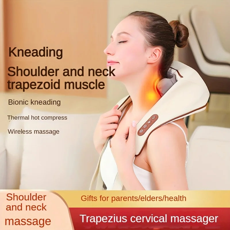 Electric Heat Neck Massage Shawl Shiatsu Kneading Cervical Spine Massager Car Home Back Shoulder Neck Trapezius Muscle Massager