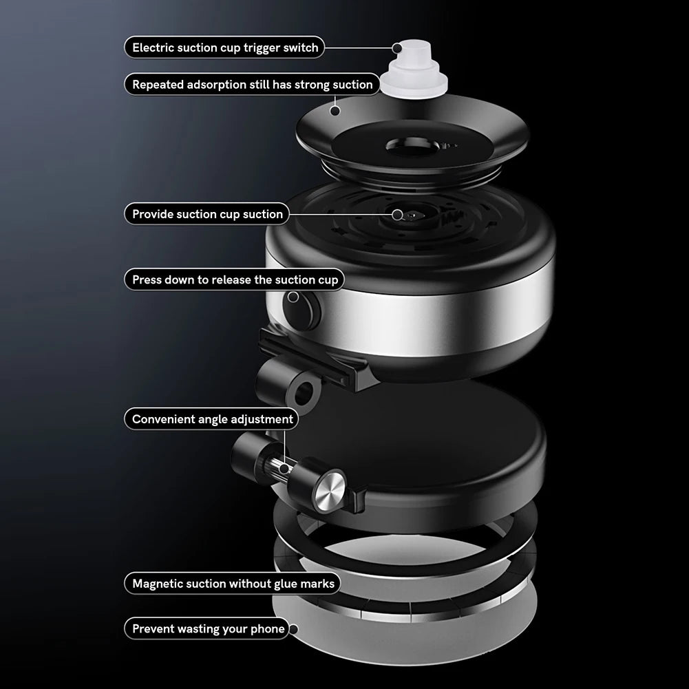 Magnetic Suction Cup Phone Mount for iPhone 16/15/14/13/12 Pro Max Plus Mini 360° Adjustable Magnetic Cell Phone Holder for Car