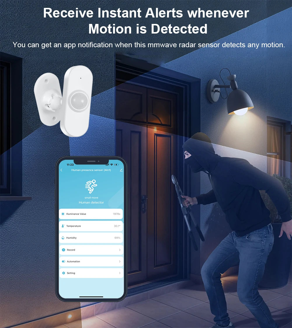 Smart Zigbee Human Presence Sensor 24G Mmwave Radar Motion Light Detector Smart Home Optional Temperature And Humidity Detection