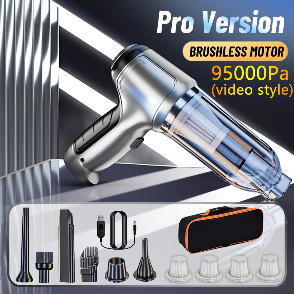 95000PA Home Appliance Car Vacuum Cleaner Wireless Handheld Car Vacuum Vacuuming And Blow 2 IN 1 Portable Strong Suction Cleaner