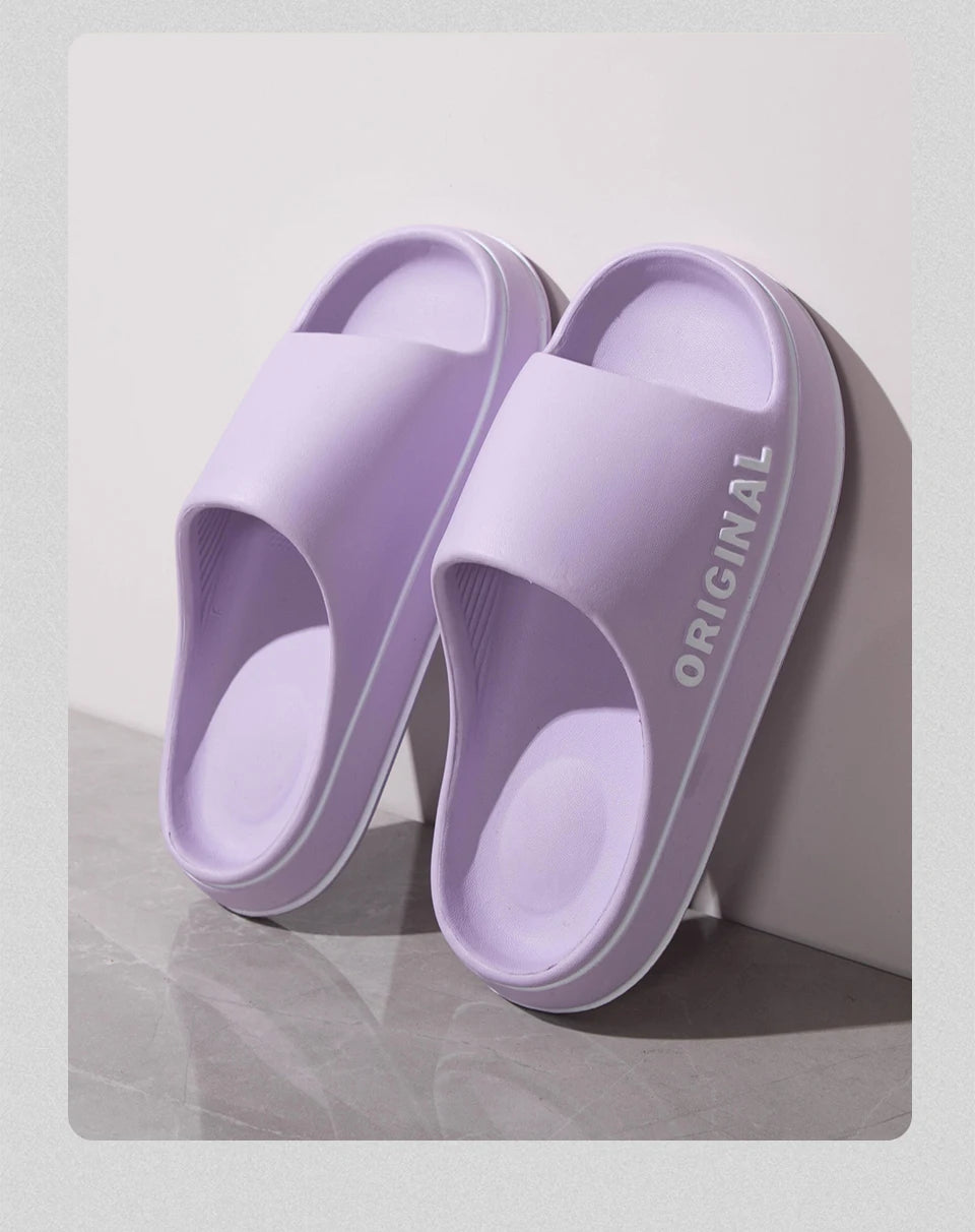 Feslishoet Letter Beach Slides Solid Color Women/Men Thick Sole Indoor Bathroom Anti Slip Sandals