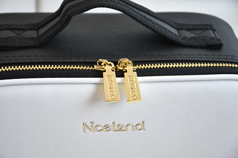 New LED Lighted Cosmetic Case with Mirror Waterproof PU Leather Portable Travel Makeup Storage Bags