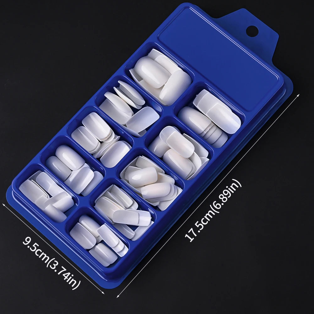 100Pcs Light Pink Press on Nails Short Medium Square Wearable Fake Nails Tips 10 sizes Full Cover False Nails Finger Decoration