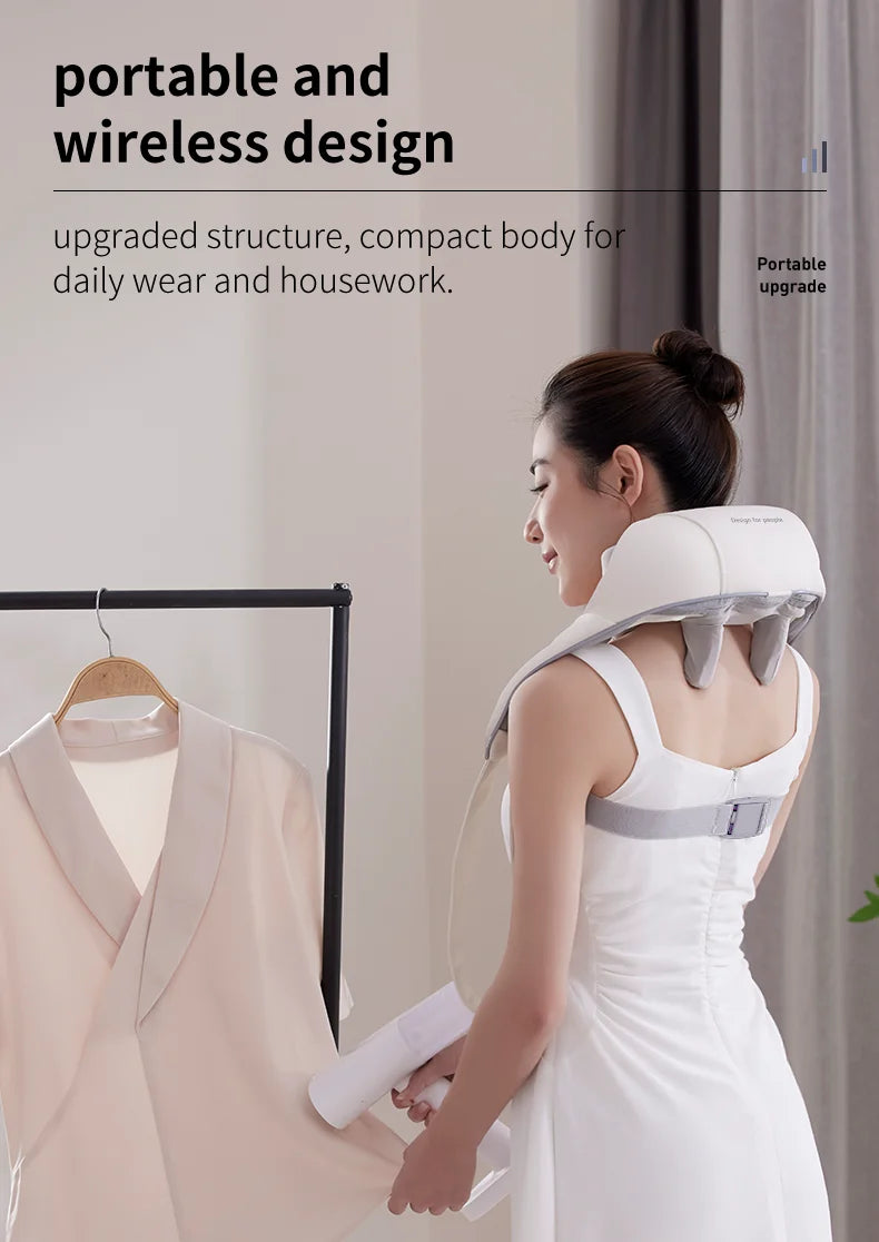 Shiatsu Back Shoulder and Neck Massager with Heat Cordless Deep Tissue 6D Kneading Massage Pillow Massage Shawl for Muscle Relax