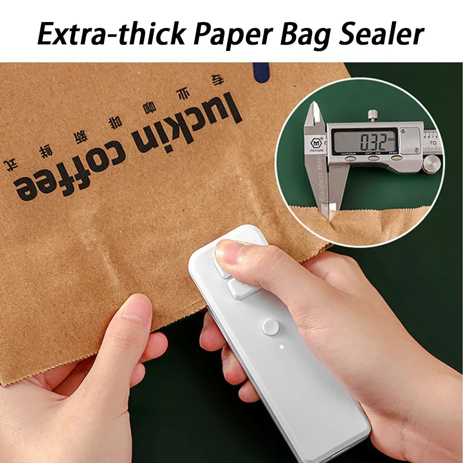 Home Use Rechargeable 2 in1 Bag Sealer Cutter with Magnetic Electric Food Cut and Seal Tool Machine for Tea Chip Bag Heat Reseal