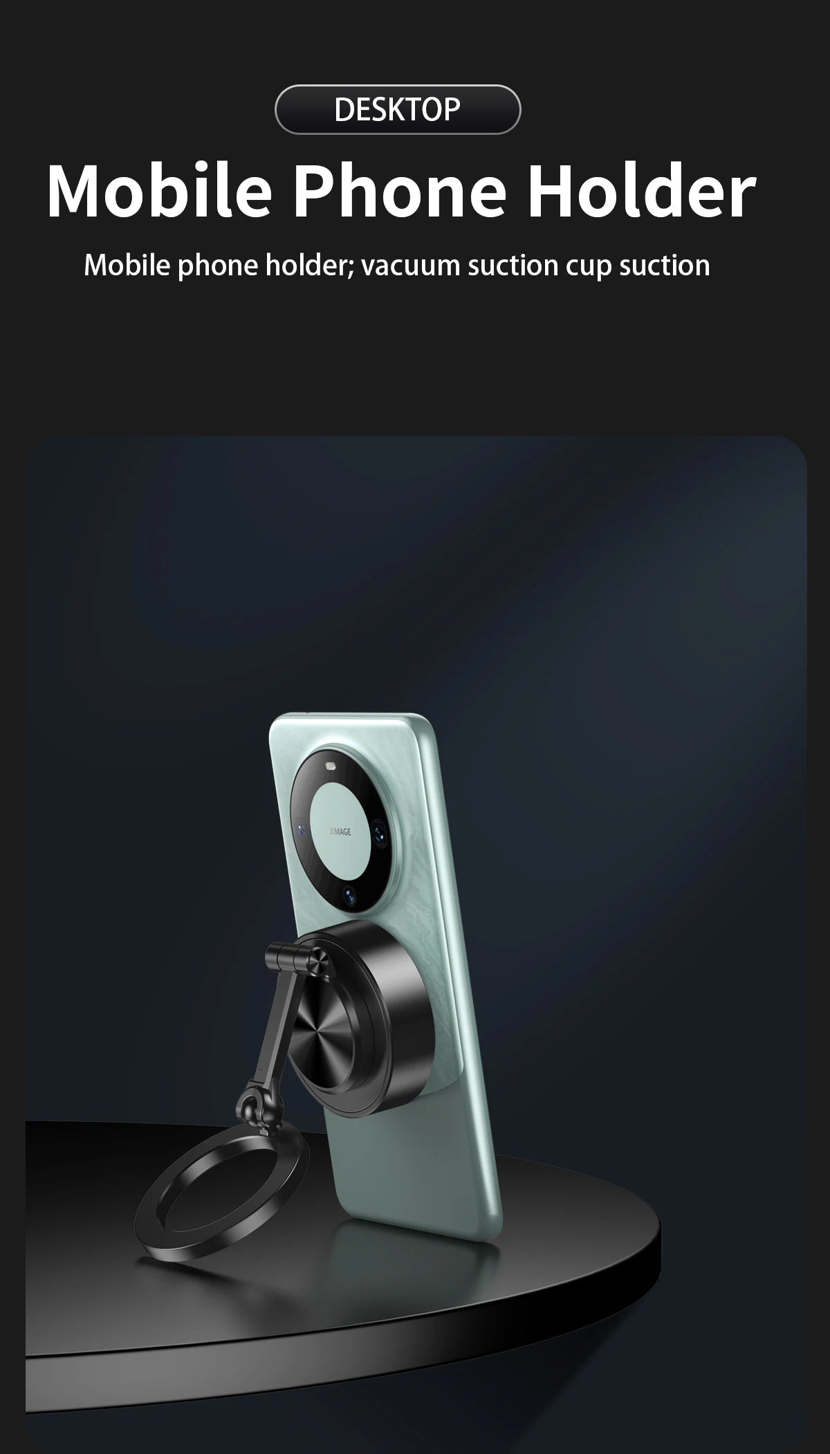 Double Sides Car Phone Holder Magnetic Vacuum Adsorption Bracket with Wireless Charger 360 degree Rotating Car Phone Stand