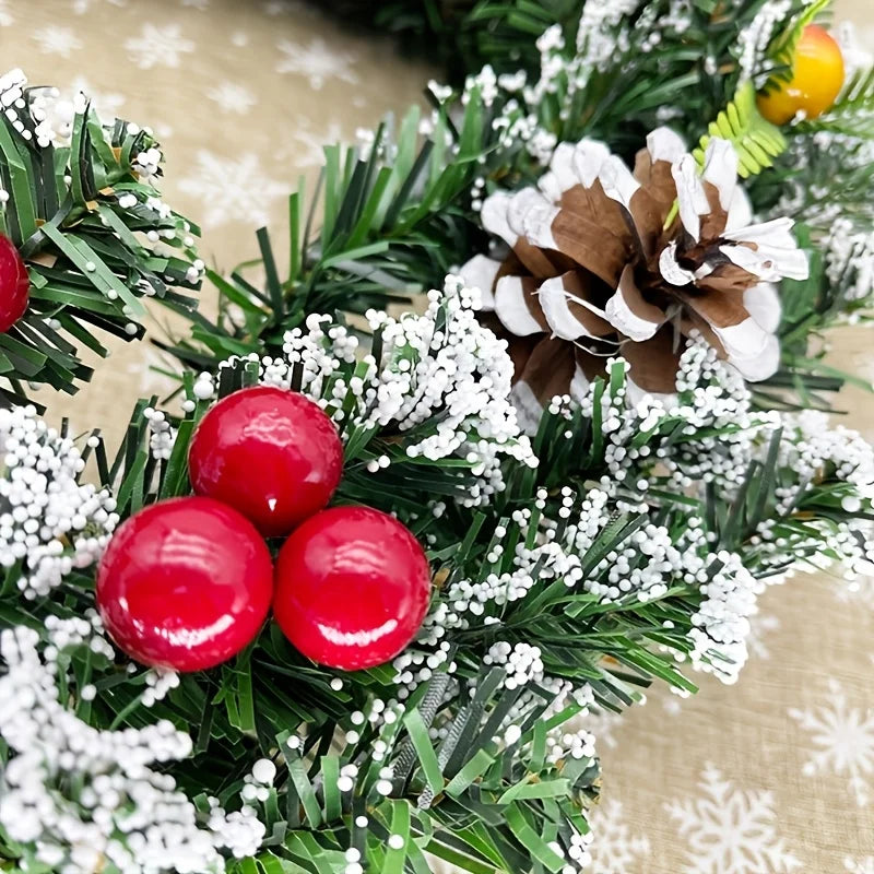 Classic Christmas wreath, holiday wreath, handmade Christmas tree decoration, simulated mushroom red fruit wreath