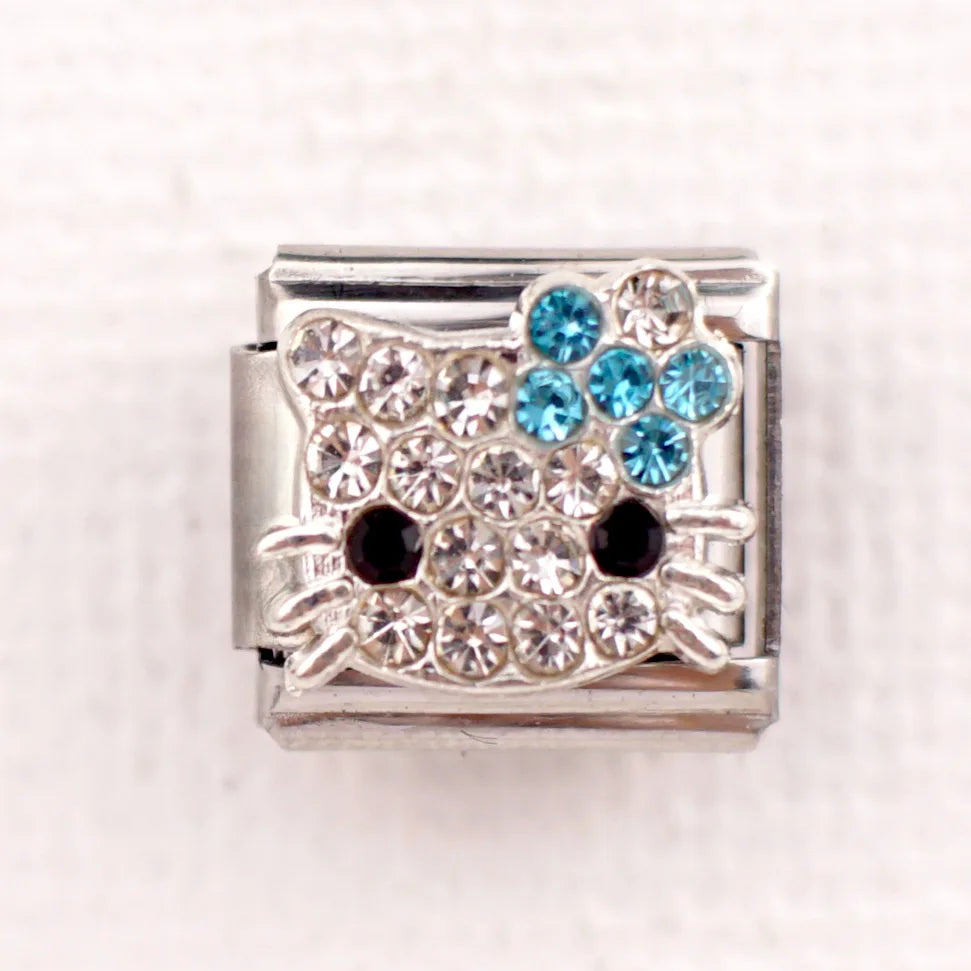 New Fashion Colorful Love Gemstone Style Italian Charm Fit 9mm Link Stainless Steel Bracelet Module DIY Women Men Jewelry Making