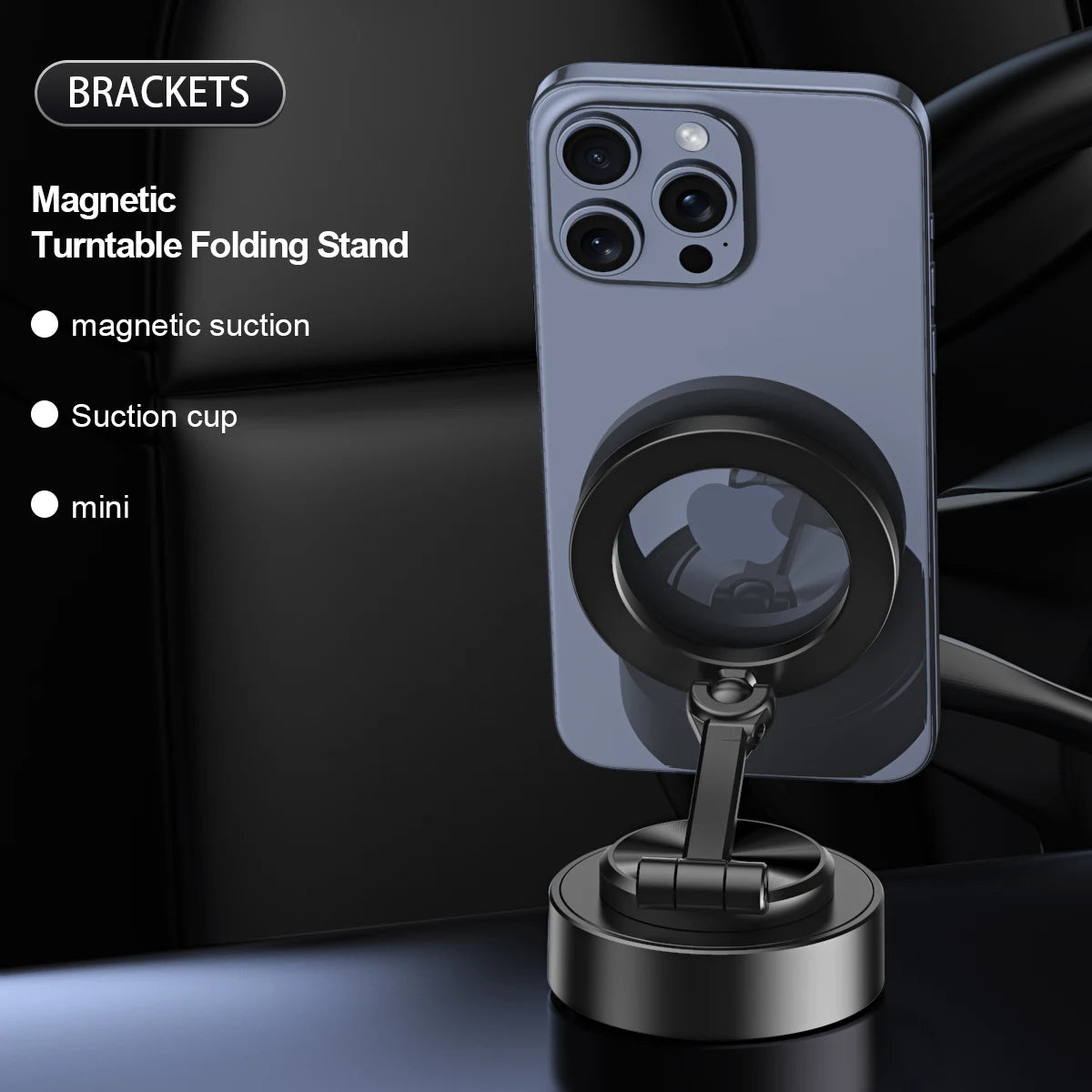 Double Sides Car Phone Holder Magnetic Vacuum Adsorption Bracket with Wireless Charger 360 degree Rotating Car Phone Stand