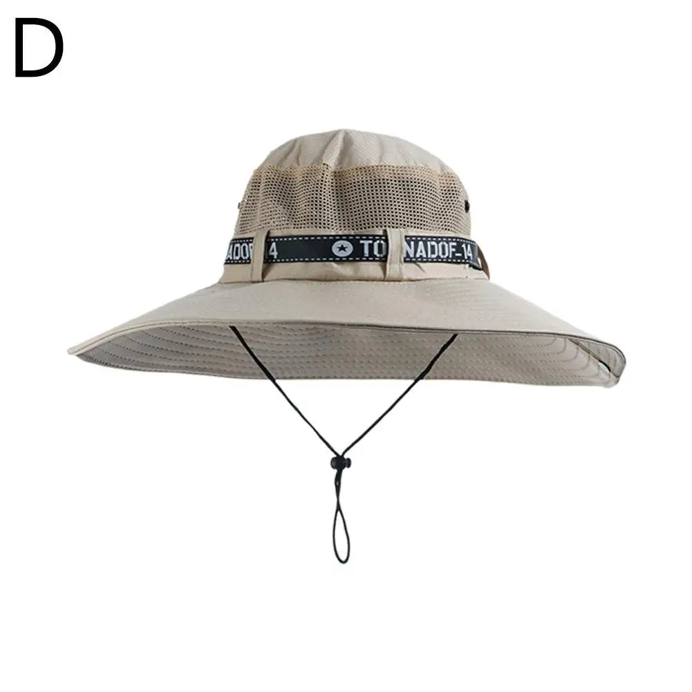 New Summer 15CM Large Brim Sun Hat Men Breathable Fishing Caps Sun UV Protection Mesh Fisherman Hat Hiking Outdoor Beach Cap