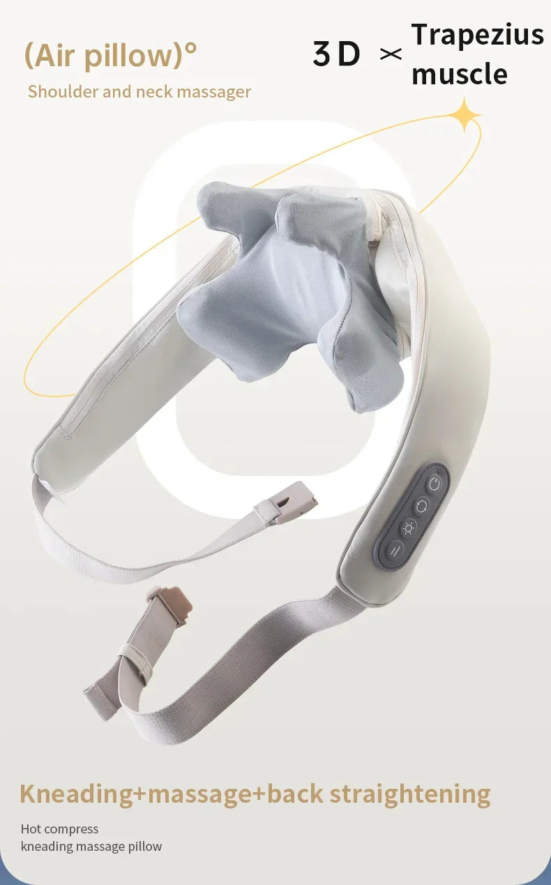 Wireless Neck And Back Massager Shoulder Kneading Massage Shawl Cervical Relaxing Trapezius Massager