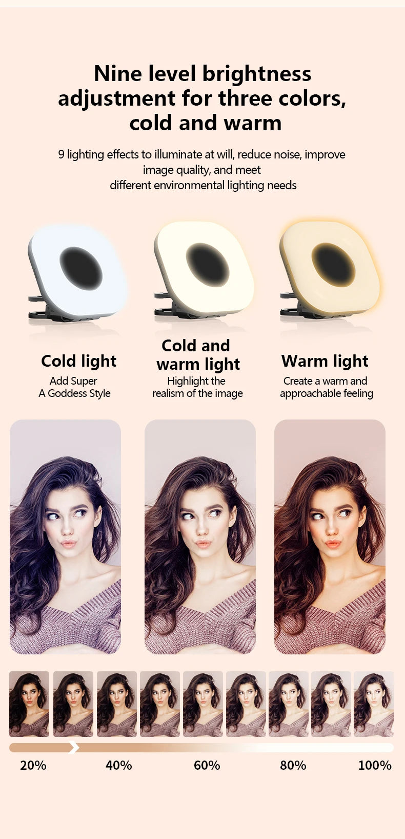 Mini LED Smartphone Selfie Fill Light 3 Modes With Adjustable Brightness Clip Portable Video Light For Tiktok Camera Mobile IPad