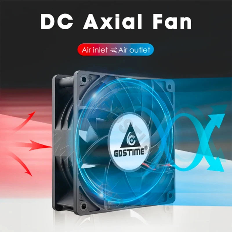 Gdstime CPU Cooler 12V 80MM Fan 120MM DIY Server High Speed Fan for Desktop Computer Case Cooling 220V Power Adjustable Speed