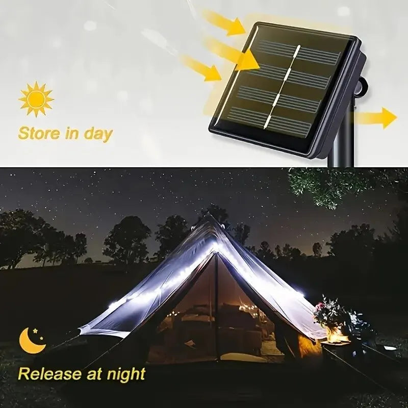 Solar Light String - 1 Set Outdoor Waterproof 8-Mode Copper Wire Fairy Lights for Garden & Christmas