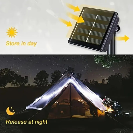 Solar Light String - 1 Set Outdoor Waterproof 8-Mode Copper Wire Fairy Lights for Garden & Christmas