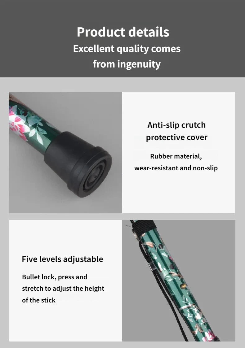 Outdoor Walking Sticks Hiking Camping Mountaineering Poles Telescopic Baton Trekking Poles Folding Cane Crutches Pole Unisex