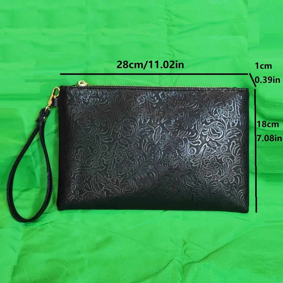Vintage Relief patterned women Clutches phone envelope clutch purse PU leather Lady Handbag wallet bolsa feminina
