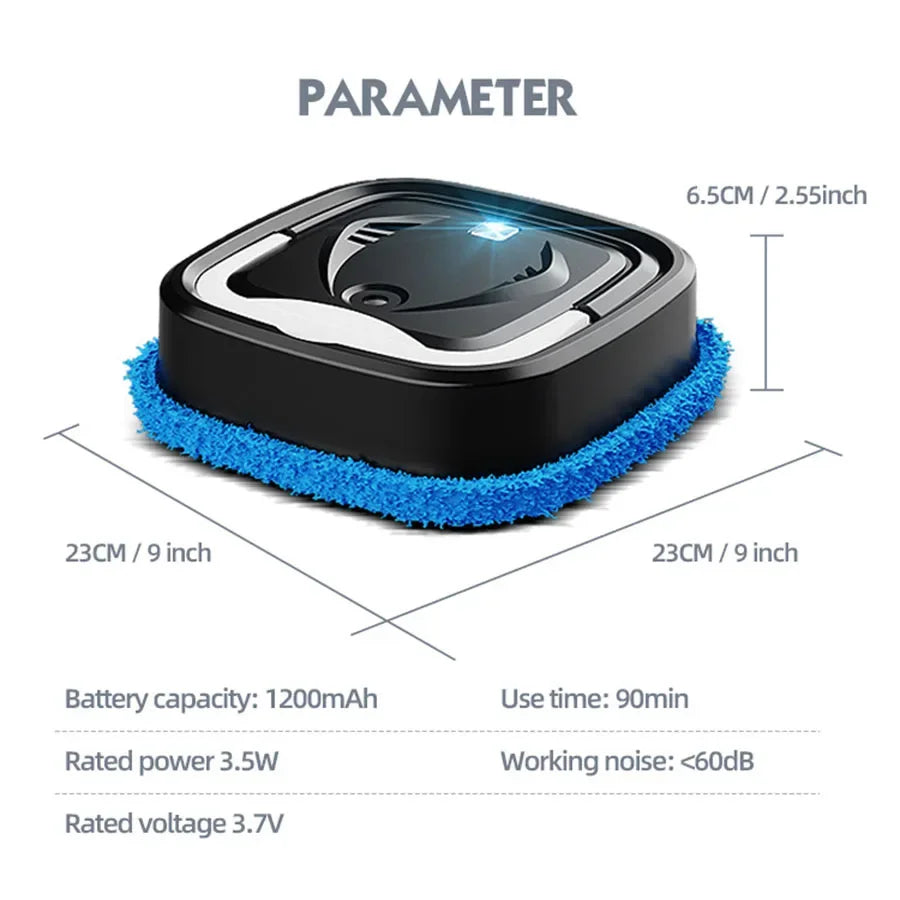 Household floor care robot, USB rechargeable, with humidifier function, combined with care solution,Waxing / Lightening / Care