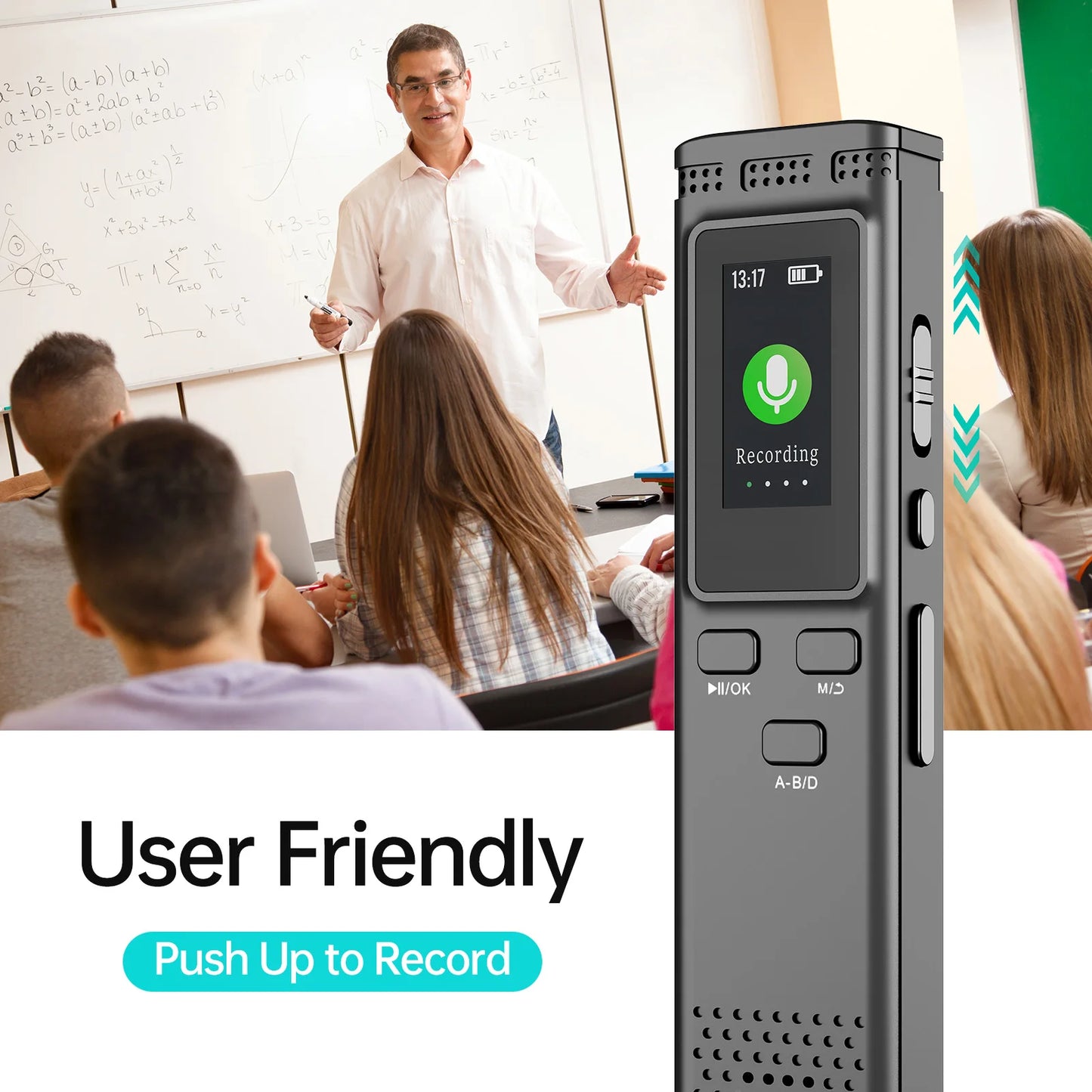 64GB/16GB/8GB Digital Voice Recorder Voice Activated Audio Recording Noise Reduction with Playback MP3 Music Player 288hrs