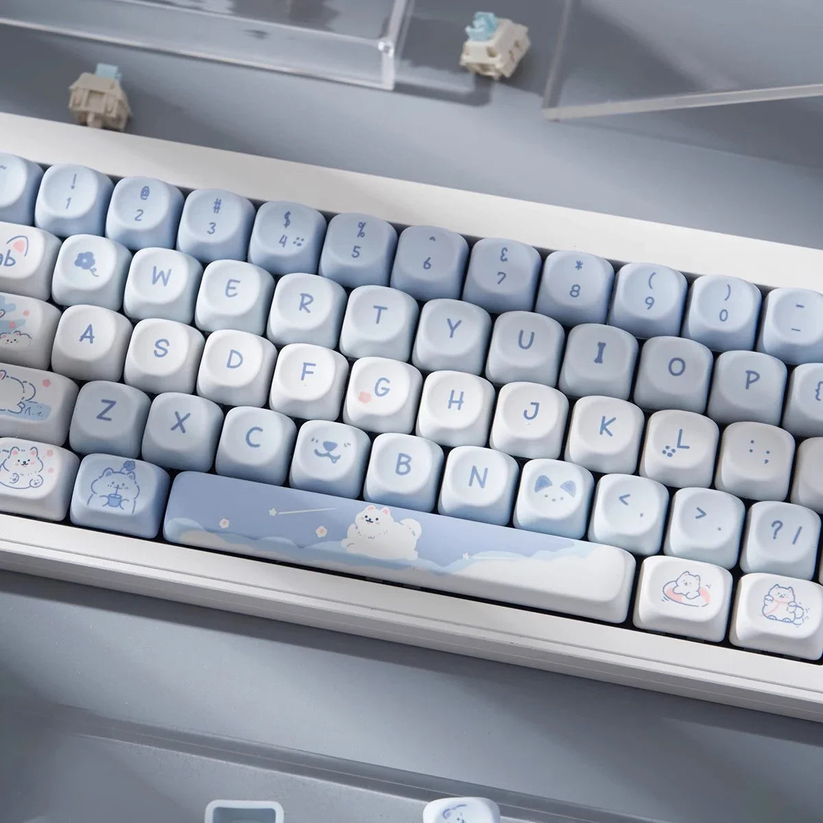 95 Keys artoon Cute Puppy Cat Kitty Keycaps GMK PBT Keycap MOA Profile Dye Sublimation For  DIY Mechanical Keyboard Girls Gift