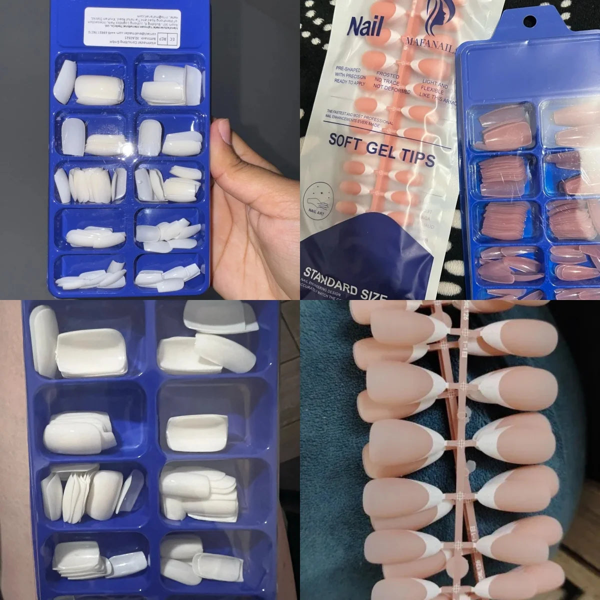 100Pcs Light Pink Press on Nails Short Medium Square Wearable Fake Nails Tips 10 sizes Full Cover False Nails Finger Decoration