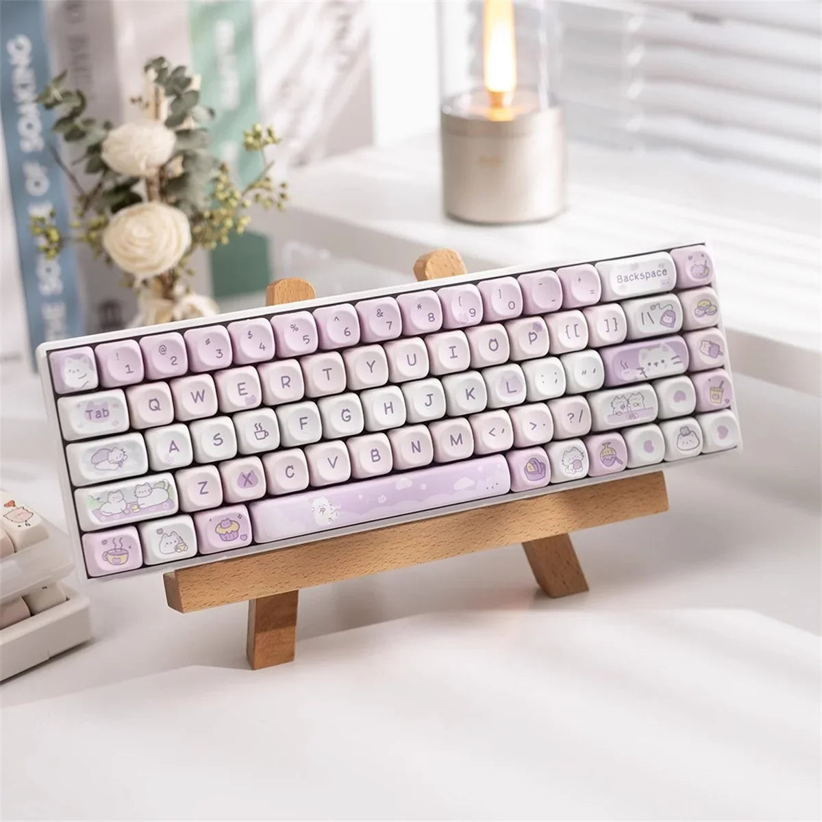 95 Keys artoon Cute Puppy Cat Kitty Keycaps GMK PBT Keycap MOA Profile Dye Sublimation For  DIY Mechanical Keyboard Girls Gift