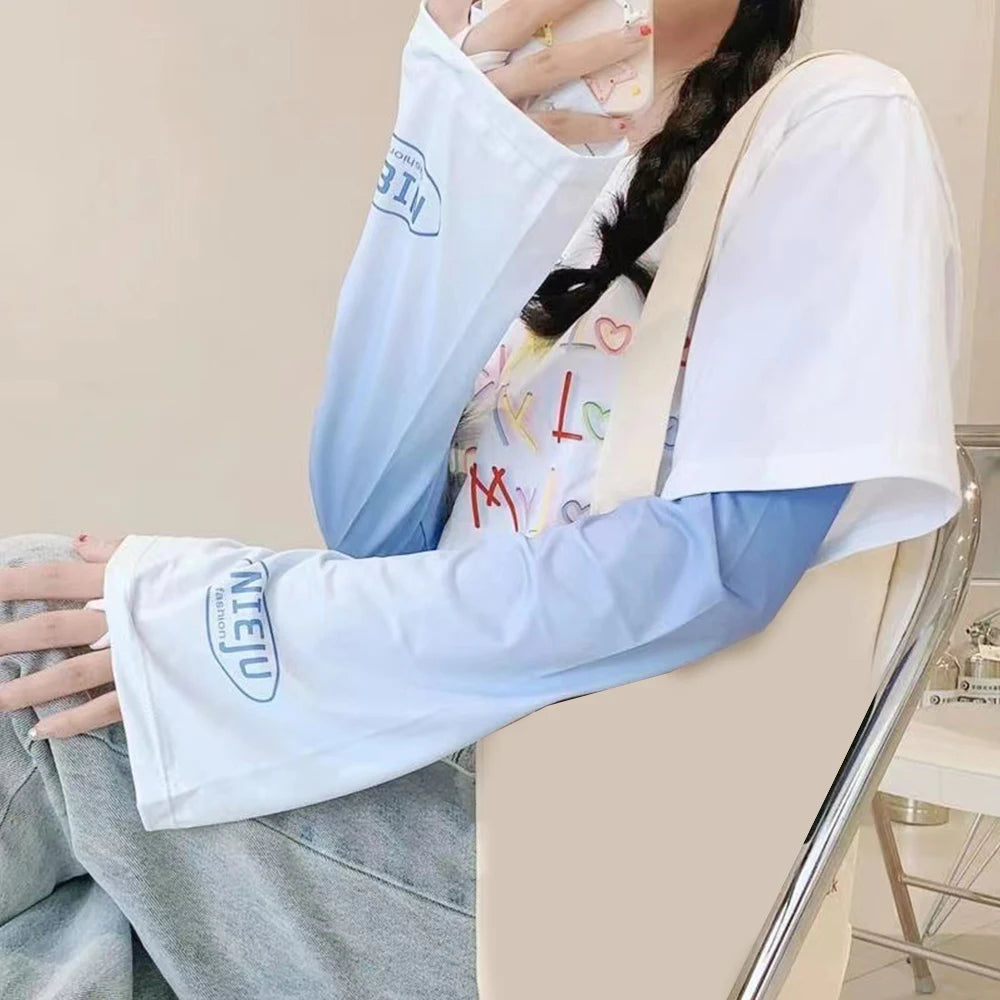 Loose Cycling Arm Sleeves Ice Fabric  UV Protection Sunscreen Running Sleeve Outdoor Sport Cycling Arm Warmers Men Women YZL05