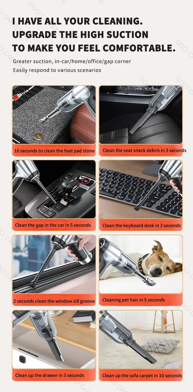 95000PA Home Appliance Car Vacuum Cleaner Wireless Handheld Car Vacuum Vacuuming And Blow 2 IN 1 Portable Strong Suction Cleaner