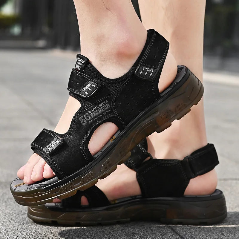 2023 Men Sandals Leather Men Summer Shoes Man Casual Comfortable Barefoot Sandals Men Pentoufle Homme Summer Sandals Men