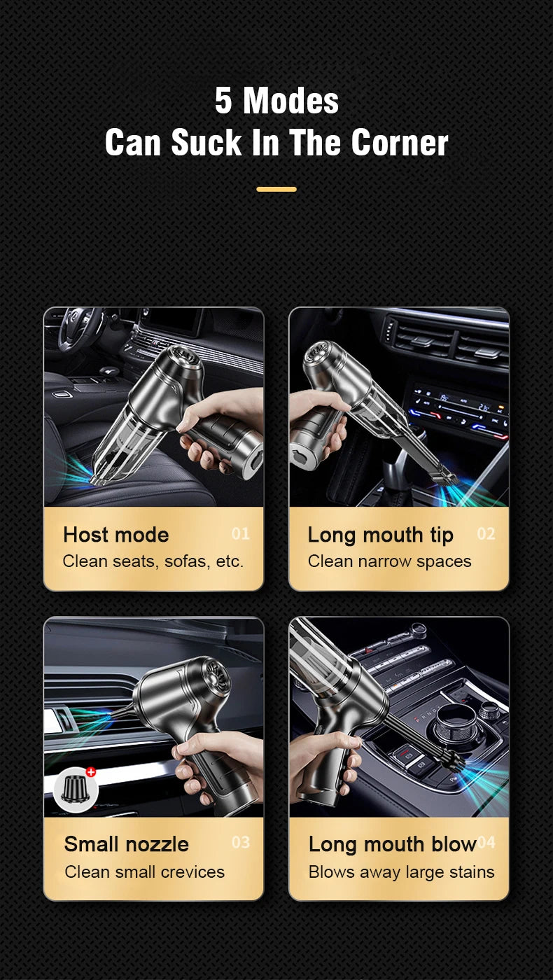 Brushless Car Vacuum Cleaner Cordless Handheld Auto Vacuum Home & Car Dual Use Mini Vacuum Cleaner with Builtin Battrery