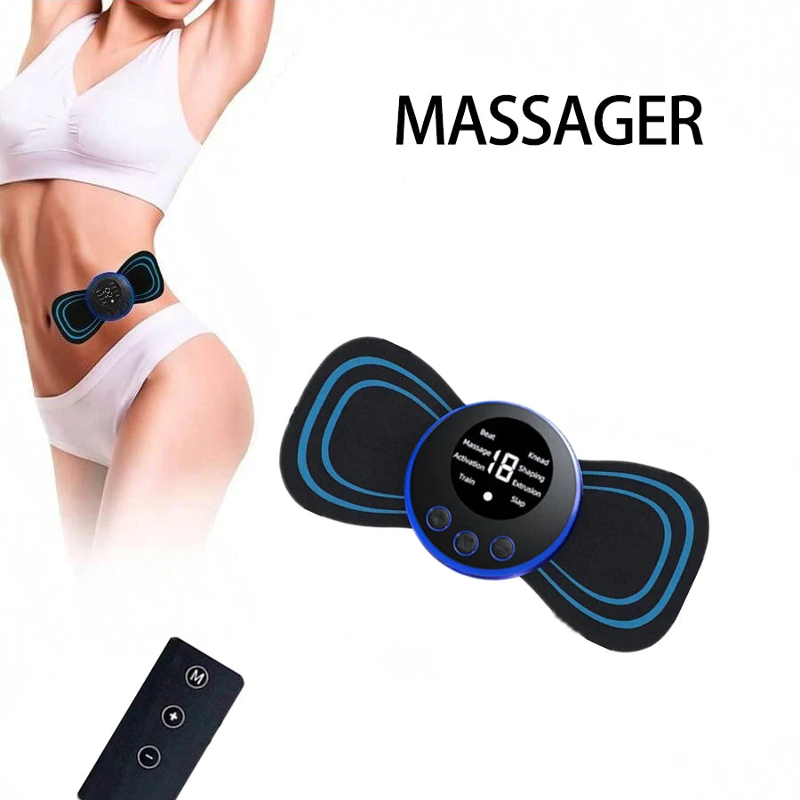 Mini Cervical Spine Patch Remote Control and Portable Massager with Patches for Full Body Massage with Multi-mode Adjustment